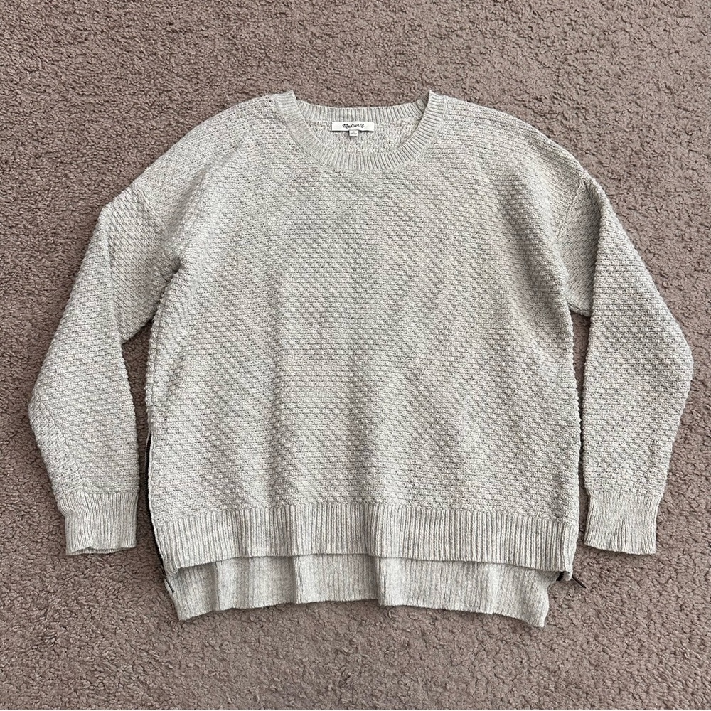 Madewell Landmark Textured Side Zip Sweater Gray Womens M